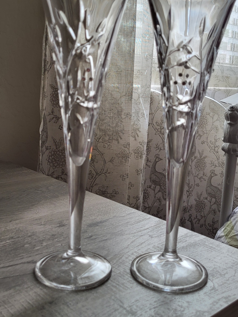 Waterford Clear Crystal Champagne Flutes - Elegant Clear Glass Pair